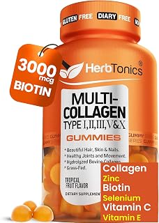 Herbtonics Multi Collagen Peptides Gummies for Women & Men, 60 Gummies