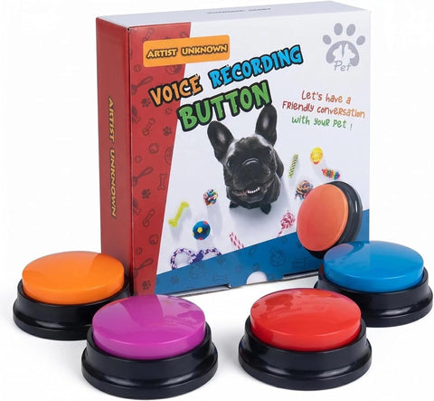 Artist Unknown 4 Color Voice Recording Button, Dog Buttons for Communication Pet Training Buzzer, 30 Second Record & Playback, Funny Gift for Study Office Home - 4 Color Packs