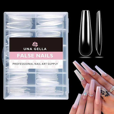 UNA GELLA XXL Coffin Nails Tips Full Cover 216pcs Extra Long Coffin