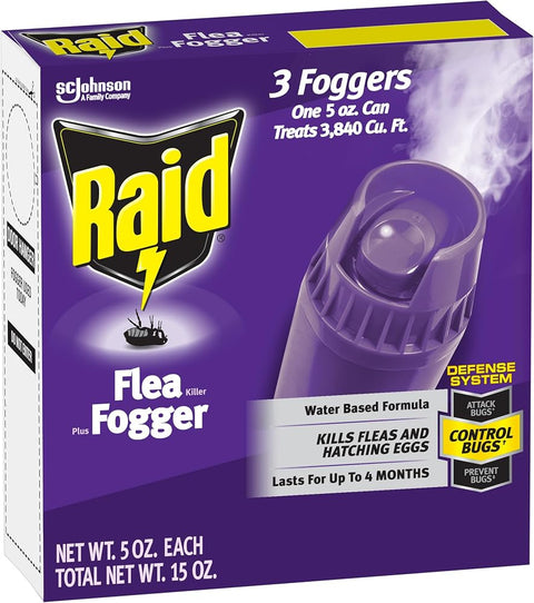 Raid Flea Flogger Plus Killer, Kills Fleas and Hatching Eggs, Pack of 3