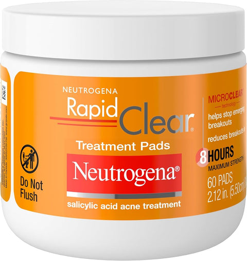 Neutrogena Rapid Clear Acne Treatment Pads, Salicylic Acid, 60 Count