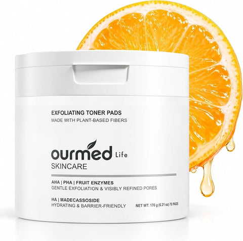 Ourmed life Gentle AHA and PHA Exfoliating Toner Pads for Sensitive Skin - Personal Care