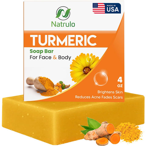 Turmeric Soap Bar for Face & Body – Natural Skin Brightening Soap for Dark Spots, Intimate Areas, Underarms – Turmeric Face Wash Reduces Acne, Fades Scars & Cleanses Skin – 5oz Bath Bars