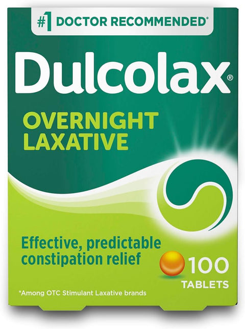 Dulcolax Stimulant Laxative Tablets, Predictable & Effective Constipation Relief, Relieves Straining & Bloating, Bisacodyl 5 mg, 100 Count - Personal Care