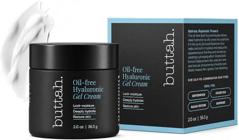 Buttah Skin Oil-Free Hyaluronic Gel Cream 2oz - Daily Moisturizer for Oily Skin - Hyaluronic Acid for Deep Hydration - AM & PM Moisturizer - Black-Founded Skincare