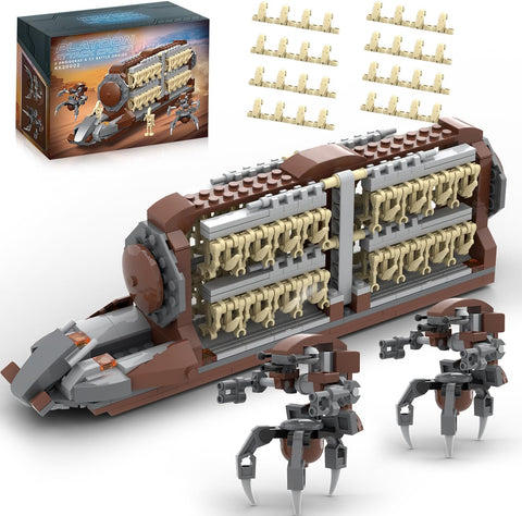 Battle Army Clone Platoon Attack Craft Building Set, 537 Pieces with 32 Battle Soldiers, Troop Carrier Building Toys Gift for Star Fans and Men