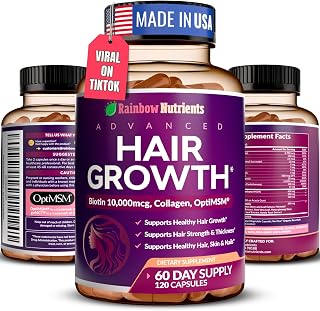 Hair Growth Vitamins for Women | Biotin 10,000mcg, Collagen, Patented OptiMSM®, goMCT®, Saw Palmetto | Naturally Supports Stronger & Healthier Hair, Skin and Nails |Non GMO + Made in USA|60 Day Supply