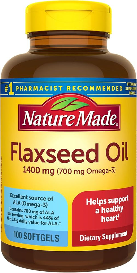 Nature Made Extra Strength Flaxseed Oil 1400 mg Softgels, 100 Softgels - Personal Care