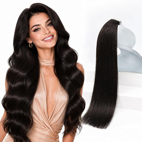 Sunny Hair Tape in Hair Extensions Human Hair Dark Brown 18 inch 20Pcs 50g
