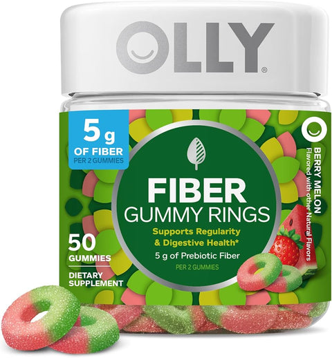 Olly Fiber Gummy Rings, Digestive Health Supplement, Berry Melon - 50 Count - Personal Care