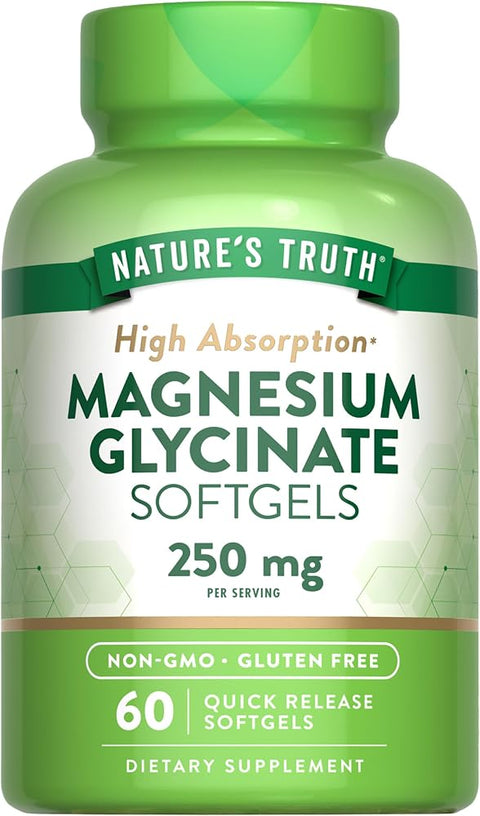 Nature's Truth Magnesium Glycinate 250mg | 60 Softgels | High Absorption