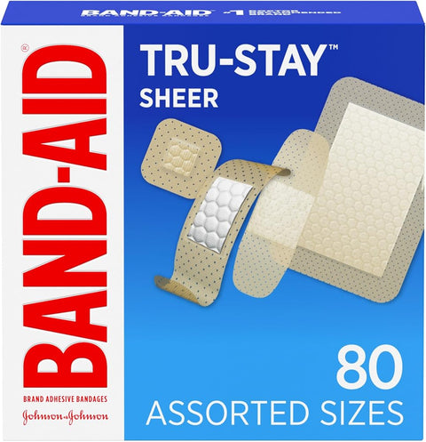 Band AID Brand Tru-Stay Sheer Adhesive Bandages, Assorted Sizes, 80 Count - Personal Care