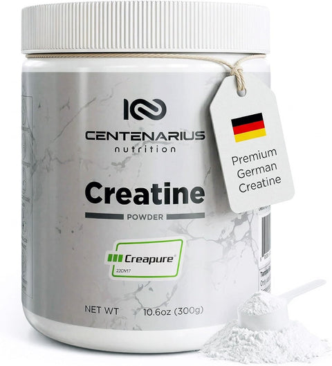Creapure® Creatine Monohydrate Powder Unflavored 300g | Micronized Creatine Supplement for Men & Women, Supports Strength, Endurance & Muscle Performance | Centenarius Nutrition