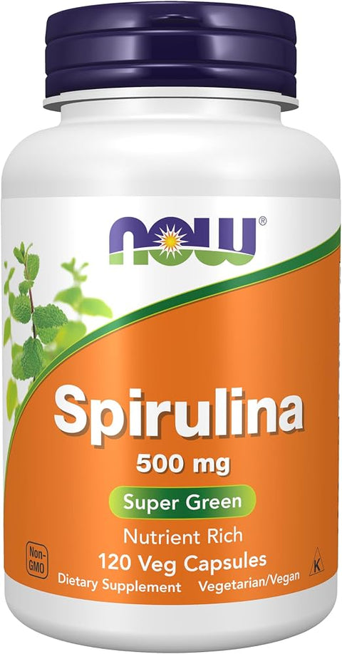 NOW Supplements, Spirulina 500 mg Super Green, 120 Veg Caps