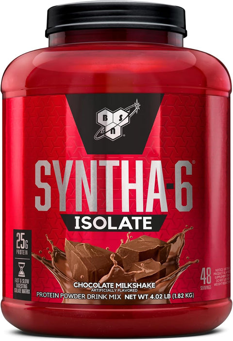 BSN SYNTHA-6 Isolate Whey Protein Powder, Chocolate Milkshake, 48 Servings