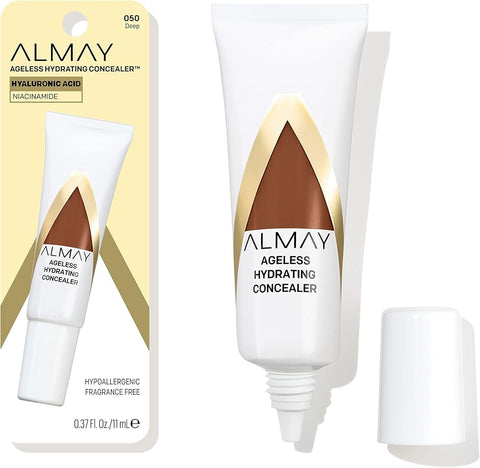 Almay Anti-Aging Concealer, Face Makeup with Hyaluronic Acid, Niacinamide, Vitamin C & E, Hypoallergenic-Fragrance Free, 050 Deep, 0.37 Fl Oz (Pack of 1)