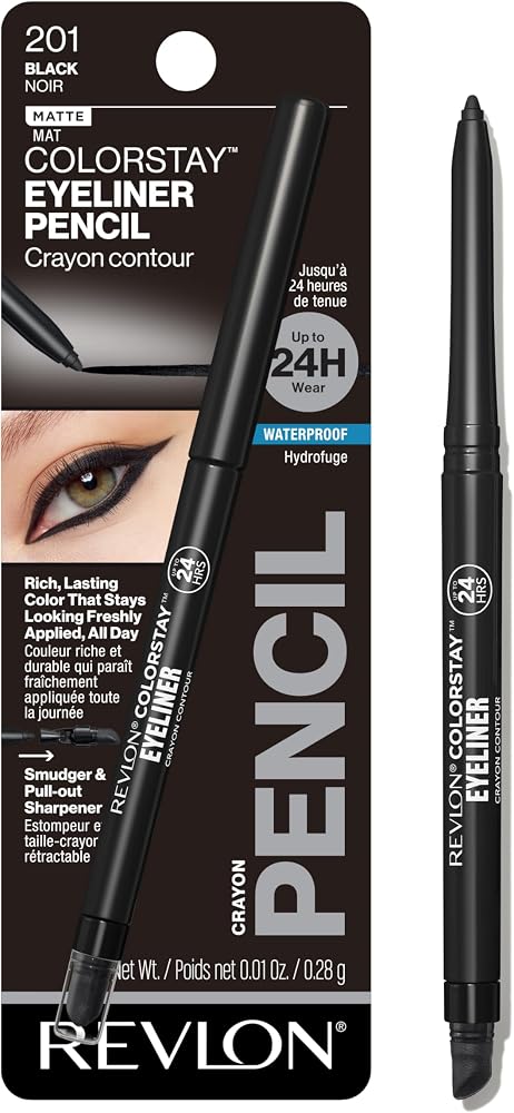 Revlon ColorStay Pencil Waterproof Eyeliner, 201 Black, 0.01 oz - Personal Care