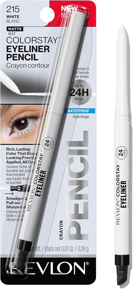 Revlon ColorStay Pencil Waterproof Eyeliner, 215 White, 0.01 oz - Personal Care