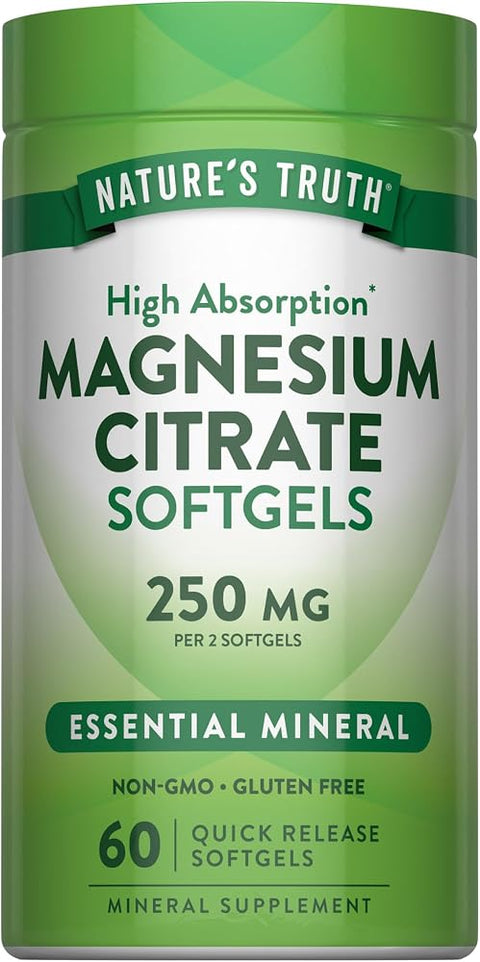 Nature's Truth Magnesium Citrate Softgels | 250mg | 60 Count