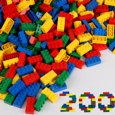HUIZDQ 200 Piece Classic Small Building Bricks, Red, Yellow, Blue, Green