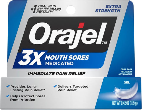 Orajel 3X Mouth Sores Medicated Pain Relief Gel, Extra Strength, 0.42 Oz - Personal Care