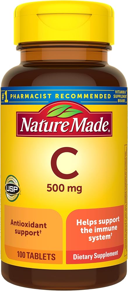 Nature Made Vitamin C 500 mg Tablets for Daily Immune Support, 100 Count