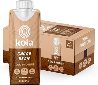 Koia Plant-Based Protein Shake, Cacao Bean, 11 Fl Oz (Pack of 12)
