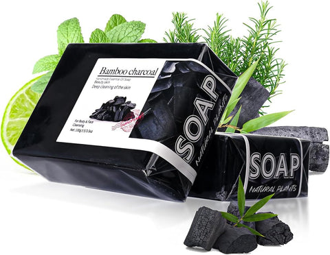 Italian Charcoal Soap Bar - Natural Non Toxic Body Soap with Activated Charcoal & Licorice Root Gently Detoxifies & Deep Cleanses - Handmade Cold Process Women & Mens Bar Soap 5.2 oz