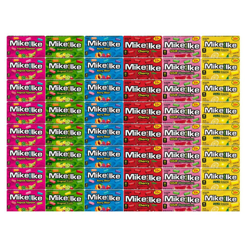 Generic Candy Assorted Flavor Mike And Ike, 6 Flavor, Tropical Typhoon, Berry Blast, Cherry, Sour Watermelon, Sour Lemon, Original Fruits, 8 Each Flavor, 0.78 Oz, 48 Pack