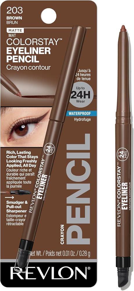 Revlon ColorStay Pencil Waterproof Eyeliner, 203 Brown, 0.01 oz
