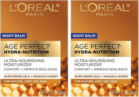 L'Oreal Paris Skincare Age Perfect Hydra Nutrition Ultra Nourishing Honey Night Balm,Face Moisturizer to Comfort,Improve Resilience on Dry Skin,Manuka Honey and Nurturing Oils,1.7 oz. - Beauty