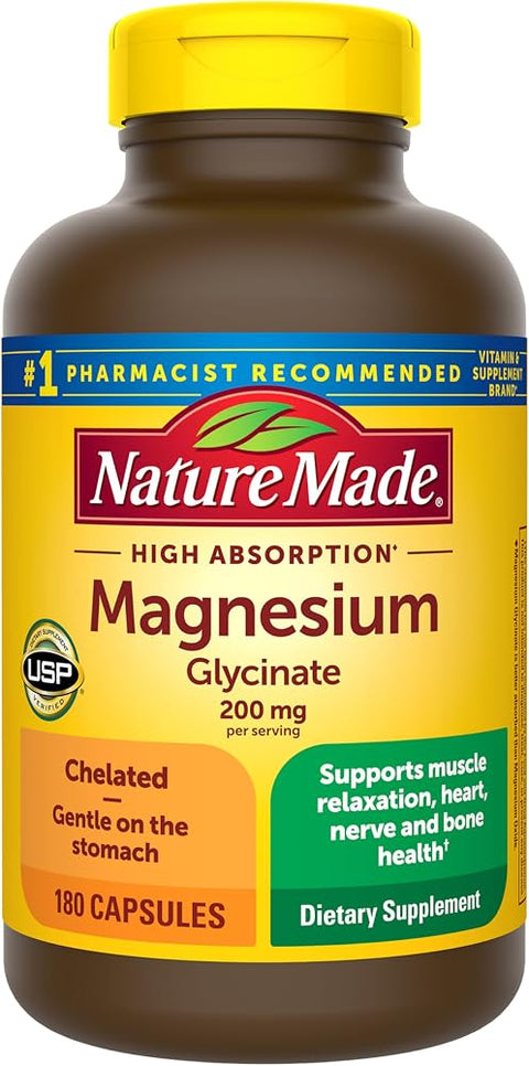 Nature Made Magnesium Glycinate 200 mg per Serving, 180 Capsules - Personal Care