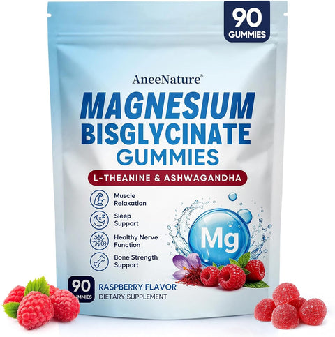 Magnesium Glycinate Gummies, Improve Sleep & Nervous, Relax Muscles, 90ct