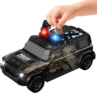 Car Piggy Bank for Kids, Electronic ATM Bank Toy with Password Code Lock and Auto Bill & Coin, Money Savings Box Mini ATM Coin Bank for Boys & Girls Ages 3+, Black