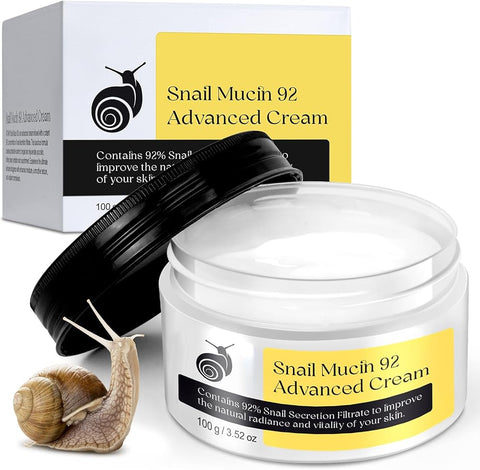 Snail Mucin 92% Repair Serum Cream - Face Moisturizer Hydrating Anti Age Firming Wrinkle Reduction Daily Repair Snail Mucin Face Cream for Dry & Sensitive Skin, All Skin Types-100 g/3.52 oz