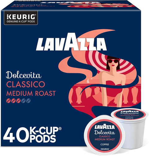 Lavazza Dolcevita Classico, Single-Serve Keurig K-Cup Pods, Medium Roast Coffee, 40-Count Box