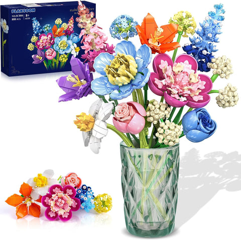 PLAXSOON Flower Bouquet Building Set for Adults Women Boys Girls 8+