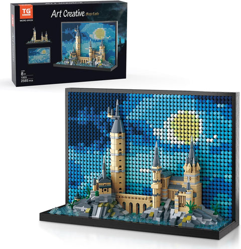 TG BLOCKS Micro Brick Magic Castle Building Set, 2-in-1 3D Home Decor Model