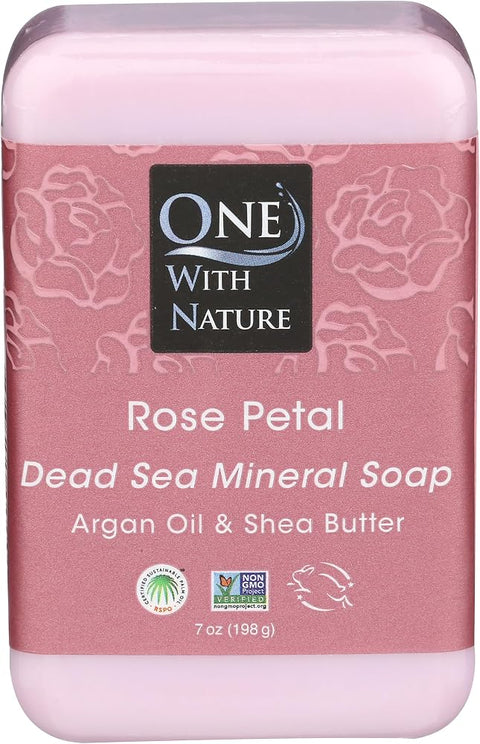 2 Packs of One With Nature Dead Sea Mineral Rose Petal Soap - 7 Oz - Personal Care