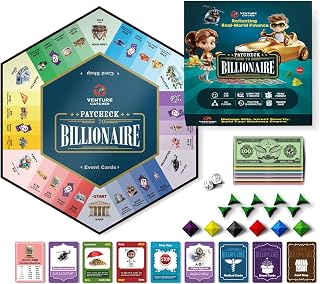 Paycheck to Billionaire: Master Financial Freedom - Smart Investing & Cost Management Board Game - Ideal for Game Night, Educational Play - Perfect for Boys and Girls Ages 8+, Adults and Family