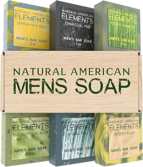 Natural AMERICAN SOLDIER Mens Bar Soap - Masculine Scents, 100% Natural Soap for Men - Essential Oils, Organic Shea Butter - Made in USA, Man Body Wash - 5 oz