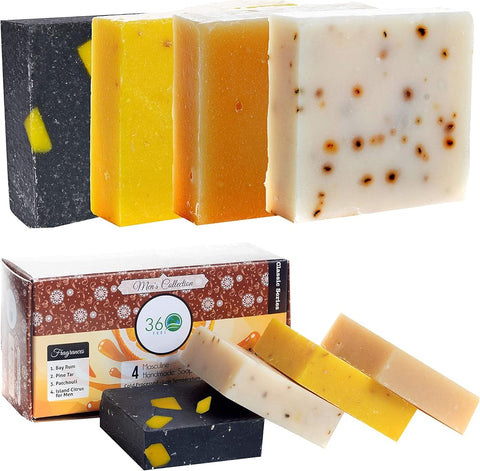 Organic Bar Soap for Men, Silver Fir, Orange & Black Pepper 3x4 oz - Personal Care