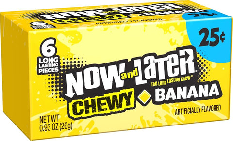 Now and Later Chewy Candy, Banana Flavor, 0.93 Ounce Bars (Pack of 24)