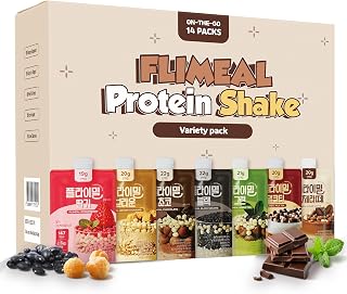 Flimeal Variety Pack Protein Shake, 20g+ Protein, Low Sugar, Keto-Friendly Meal Replacement Shake, With Crunchy Protein Balls (14 Servings, Variety)