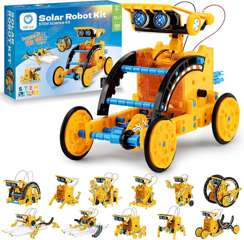Sillbird Solar Robot Building Kit, 12-in-1 DIY STEM Gift for Boys Aged 8-13