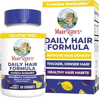 MaryRuth's Daily Hair Formula Gummies | with 500 mg SesZenBio + 2,500 mcg Biotin | Thicker, Denser Hair for Women | Vitamins A & C | Hair, Skin, & Nail Health | Collagen Production | 60 ct