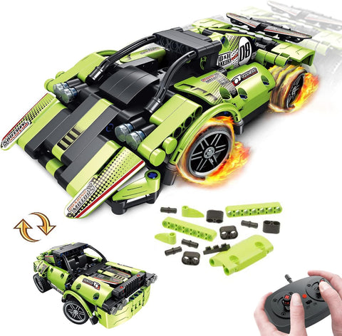 GAMZOO STEM Building Toys for Kids with 2-in-1 Remote Control Racer Snap Together Engineering Kits Early Learning Racecar Building Blocks - Best Gift for 6 7 8 9+Year Old Boys and Girls