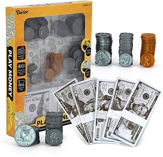 Darice Play Money Set for Kids - 390 PCS Money Set for Kids - Pretend Prop Money ($1 $5 $10 $20 $50 $100) & Coins, Educational Math Learning Play Money For Classroom & Preschool, Gift for Boys & Girls