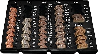 BankSupplies Self Counting Coin Tray Six Denomination Loose Change Organizer Non Slip Coin Counter