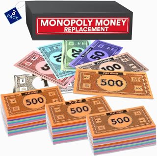 Play Money Compatible for Monoply Money 60 Each Bill Denomination, Mixed Colors: $1, $5, $10, $20, $50, $100, and $500 (3 Set)